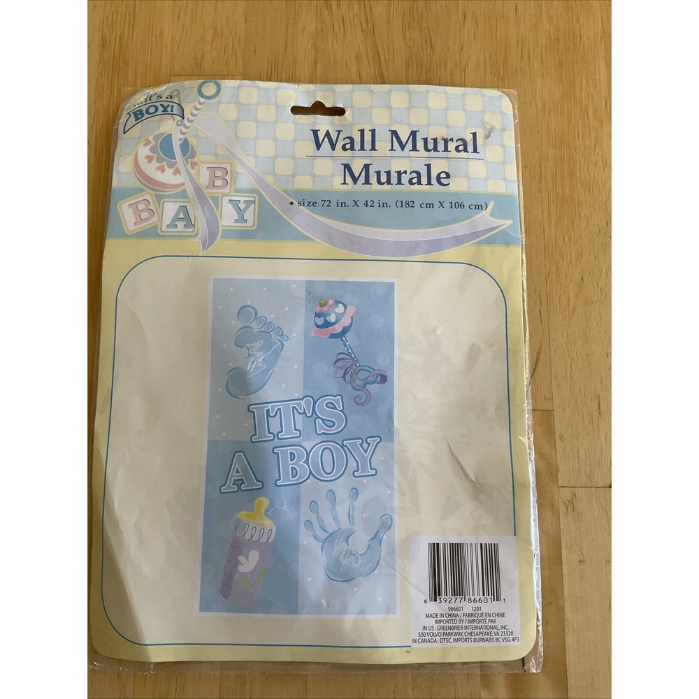It's A Boy Vintage Wall Plastic Banner Mural 72x42‎